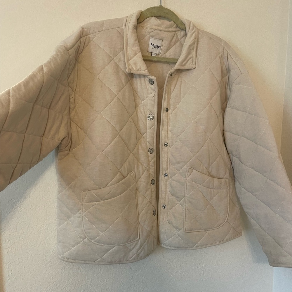 Kensie Jeans Cream Quilted Jacket Size L